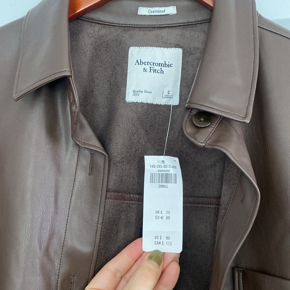 NWT Abercrombie and Fitch Brown Leather Shacket - Picture 2 of 4